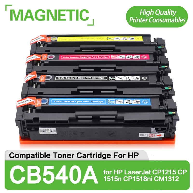 Фото Картридж с тонером для принтера HP LaserJet CP1215 CP1515n CP1518ni CM1312, совместимый с CB540A CB540 540A CB541A CB542A CB543A 125A №1