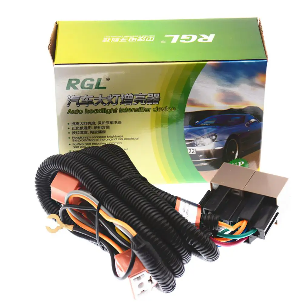 

Line Ceramic Relay Wiring Harness Plug Kit Universal H4 Car Light Bulb Socket Plug Plug And Play Led Headlight Enhancer Bulb