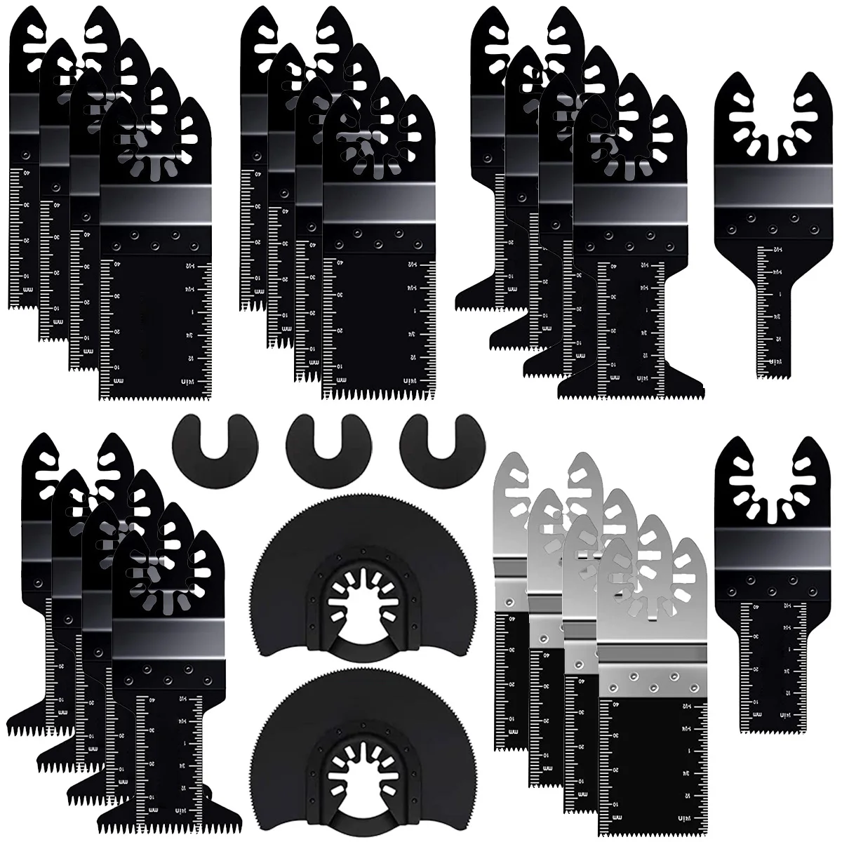 

27Pcs Multitool Blades Oscillating High Precision Fast Cutting Saw Blades with C-Adapter for Wood Plastic Metal Cutting