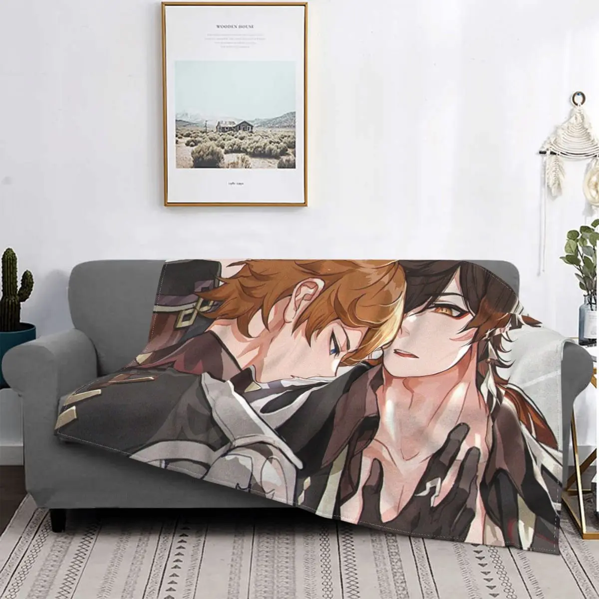 

Zhongli Tartaglia Yaoi Blankets Genshin Impact Acg Anime Plush Awesome Warm Throw Blanket for Coverlet All Season 09