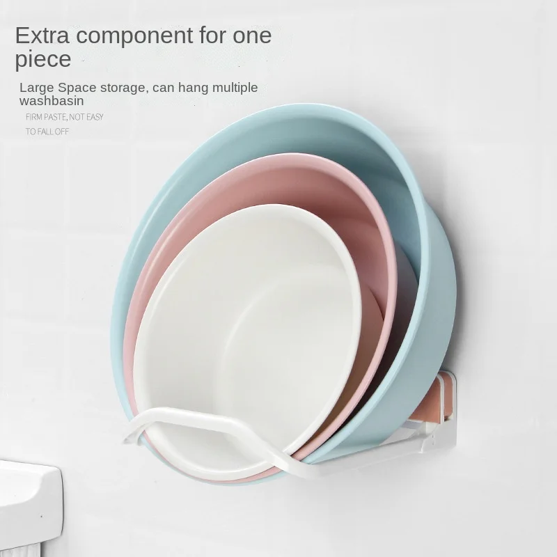 

Washbasin Rack Bathroom Strong Storage Shelves Traceless Viscose Material Hanger Bathroom Wall-mounted Washbasin Storage Rack