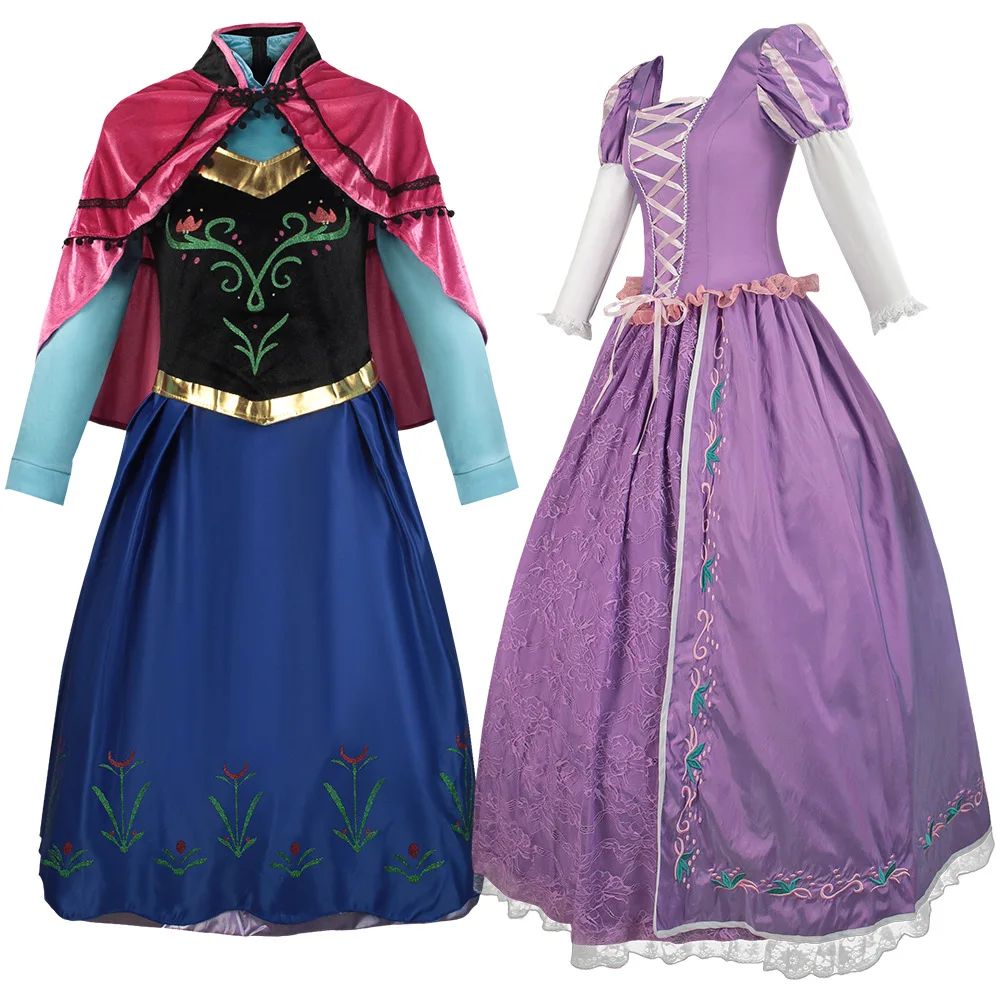 

Платье принцессы из фильма Рапунцель, косплей-костюм, платья Анны, наряд, костюм на Хэллоуин, карнавальный костюм для взрослых женщин и девочек