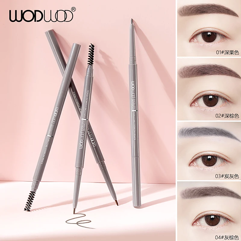 

4 Colors Eyebrow Pencil Long Lasting Brown Grey Automatic Rotation Double Eyebrow Ultra-slim 1.5MM Waterproof Eye Liner Pencil