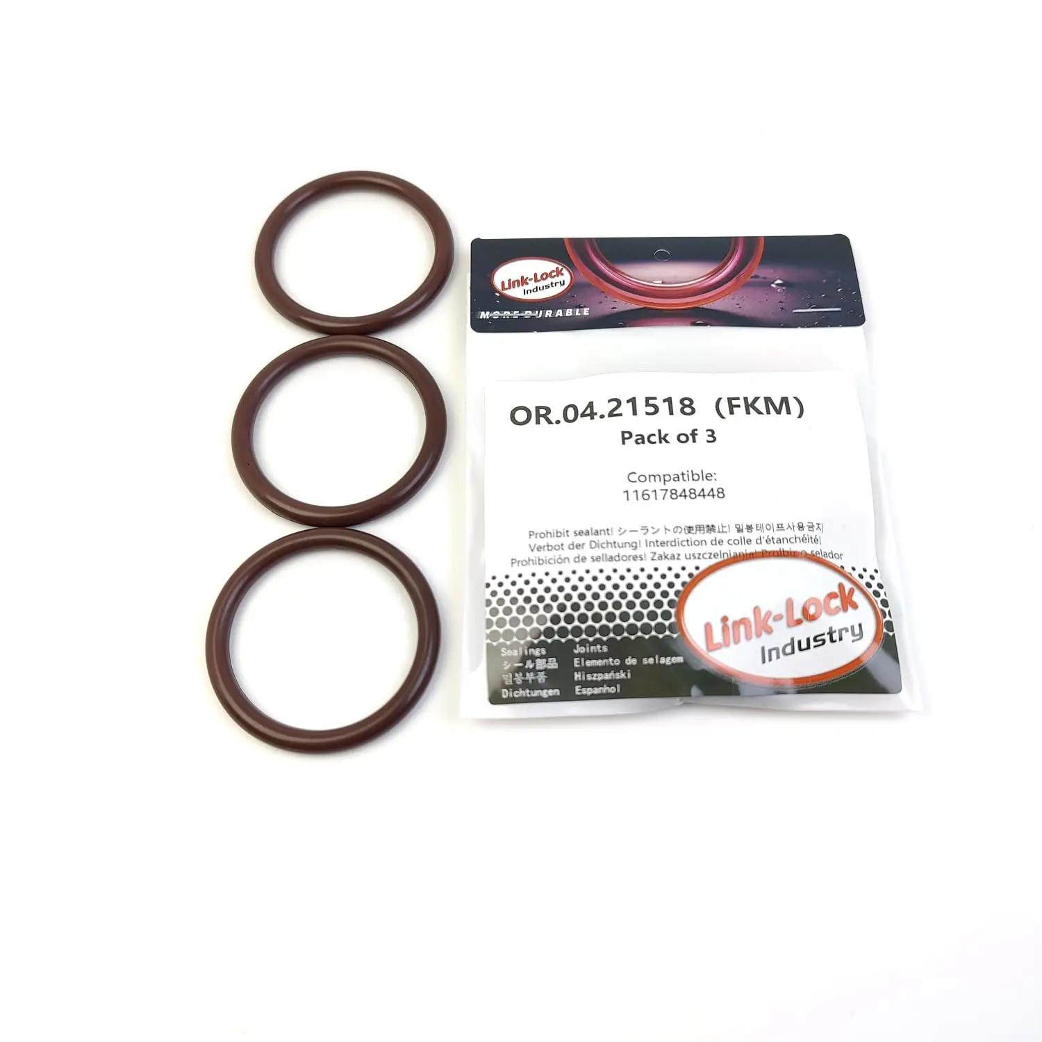 Фото Комплект уплотнительных колец FKM Viton LINK-LOCK 3PCS OR.04.21518 для надувной направляющей детали 11617848448 для BMW-S55 №1