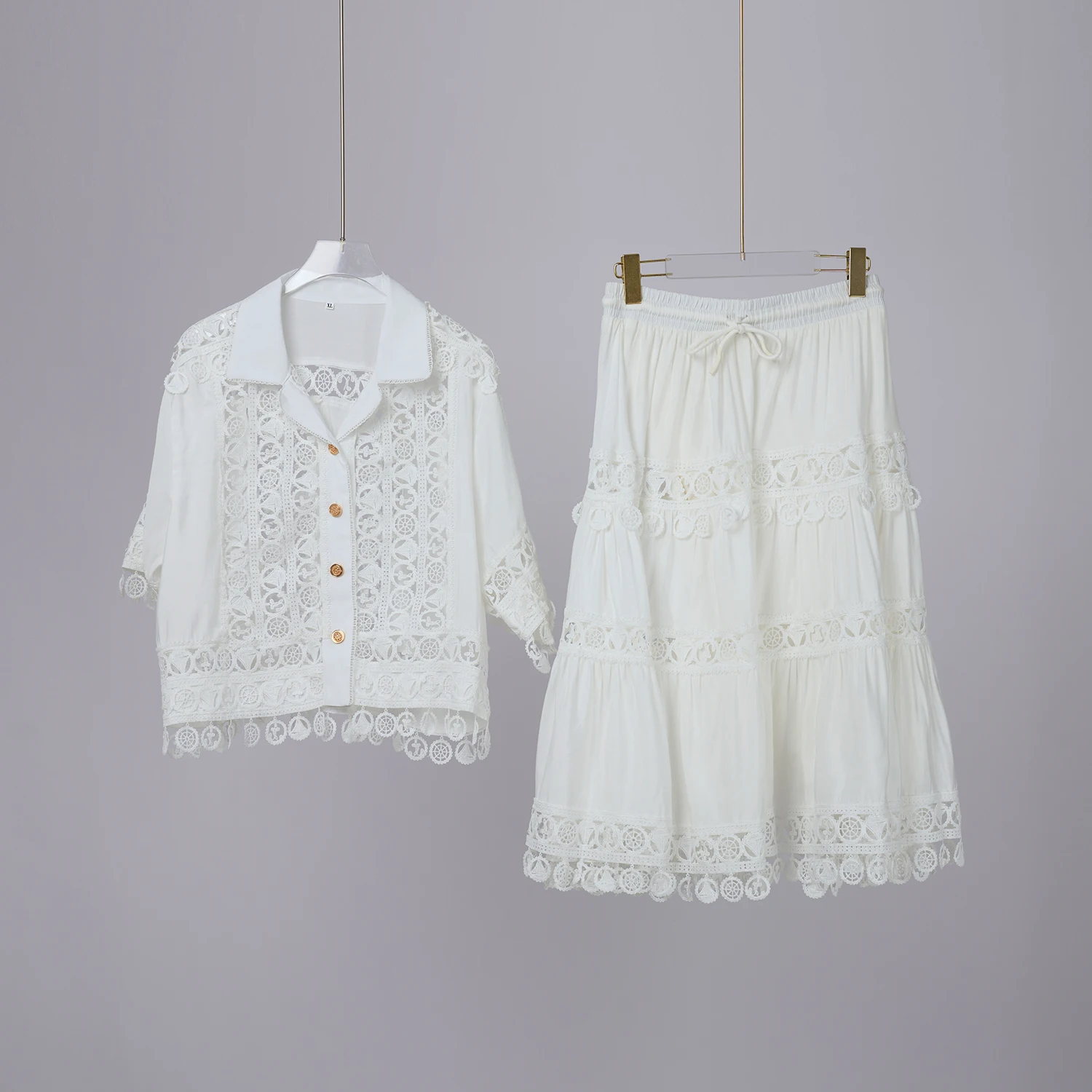 Комплект из 2 предметов с вышивкой женские свободные рубашки вырезами топы + юбки