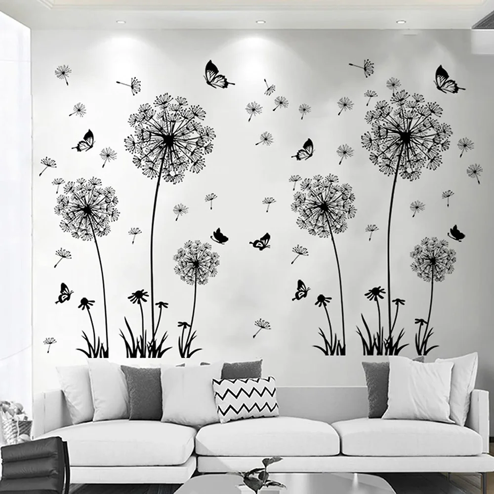 

DIY Dandelion Butterfly Wall Sticker Glass Window Decals Removable Mural Art Poster Living Room Background Wallpaper Home Decor
