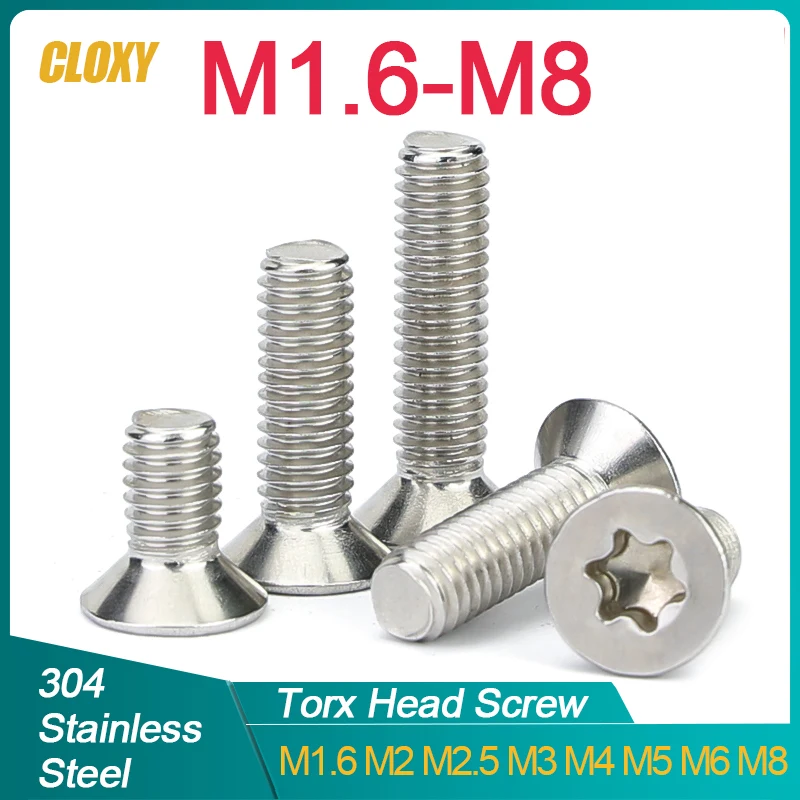 

CLOXY Винты Torx шестилопастные из нержавеющей стали 50/20/10/5 шт. M1.6 M2 M2.5 M3 M4 M5 M6 M8