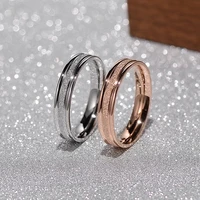 rose gold stainless steel frosted curved ring steel color 6mm wide simple geometric type gold rings for women