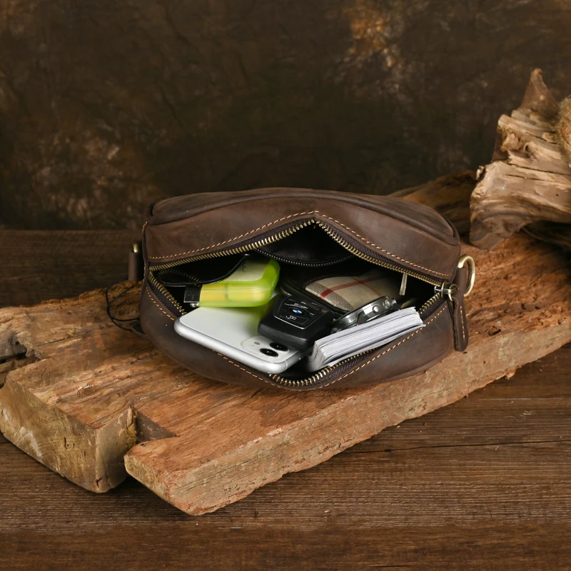 High Quality Original Leather Design Male Shoulder Messenger bag Cowhide Fashion Cross-body Bag 9