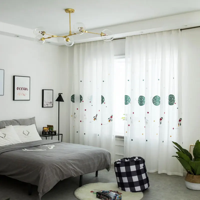 

Шифоновые шторы glsue с принтом космического корабля