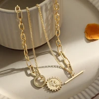 brand new beauty head necklace sun pendant ladies exquisite double layer ladies girls sexy clavicle chain necklace jewelry gift