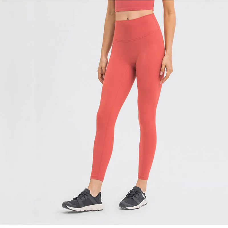 

With Logo No Front Seam Fitness Tights Women's Naked High Waist Yoga Pants Sports Ladies Push Up Gym Leggings Workout Sportswear