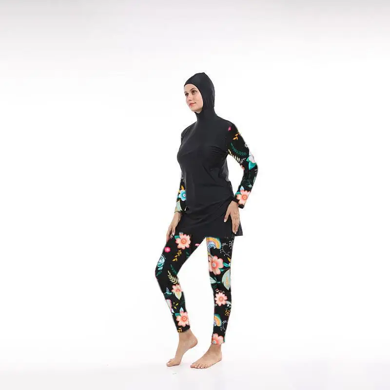 2022 Women Large Size Floral Muslim Swimwear Hijab Muslimah Islamic Swimsuit Swim Surf Wear Sport Burkinis M-5XL