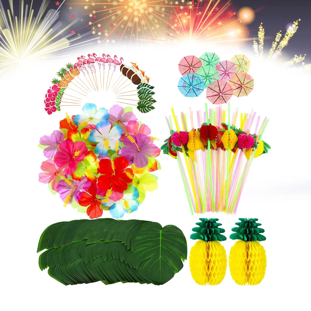 

172 Pcs Table Supplies Summer Delicate Hawaii Themed Table Favors Party Decors Party Table Kit for Birthday Party Kids Party