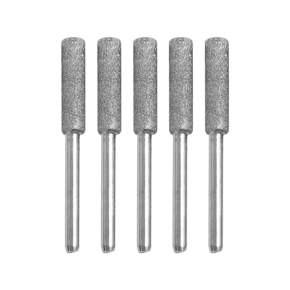 5 шт. цилиндрические заусенцы с алмазным покрытием 4/4,8/5,5 мм, точилка для бензопилы, каменный напильник, заточка цепной пилы, шлифовальные инструменты для резьбы