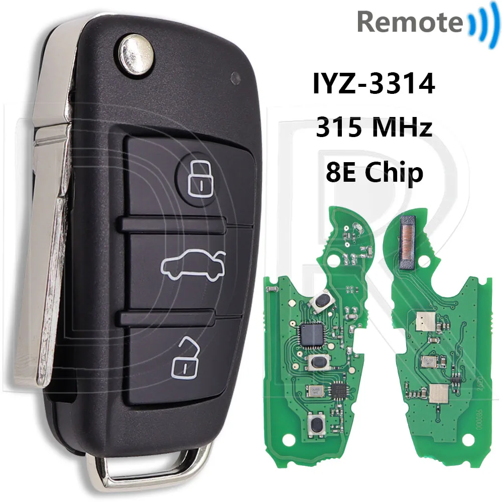 

Отличный чип 8E 315/434/868 МГц IYZ 3314 4F 0837220 M/T/AF/D/R KYDZ PCB полуумный автомобильный дистанционный ключ для Audi A6 A6L S6 Q7 2004-2015