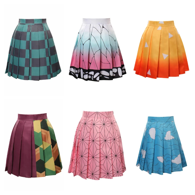 

Adult Women Demon Slayer Kochou Shinobu Cosplay Costume Tomioka Giyuu Girls Pleated Skirt Halloween Carnival Suit