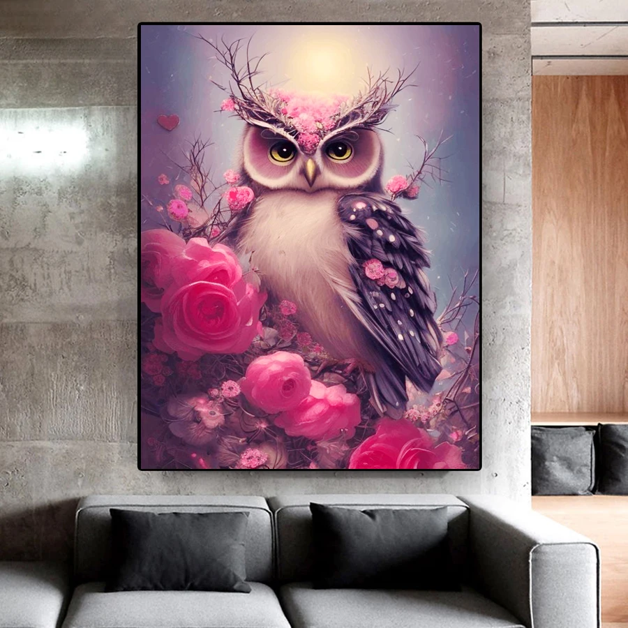 

Blue White Owl Diamond Painting Fox, raccoon, parrot, panda Full Square Round Drill Mosaic Cross Stitch Diamond Embroidery decor