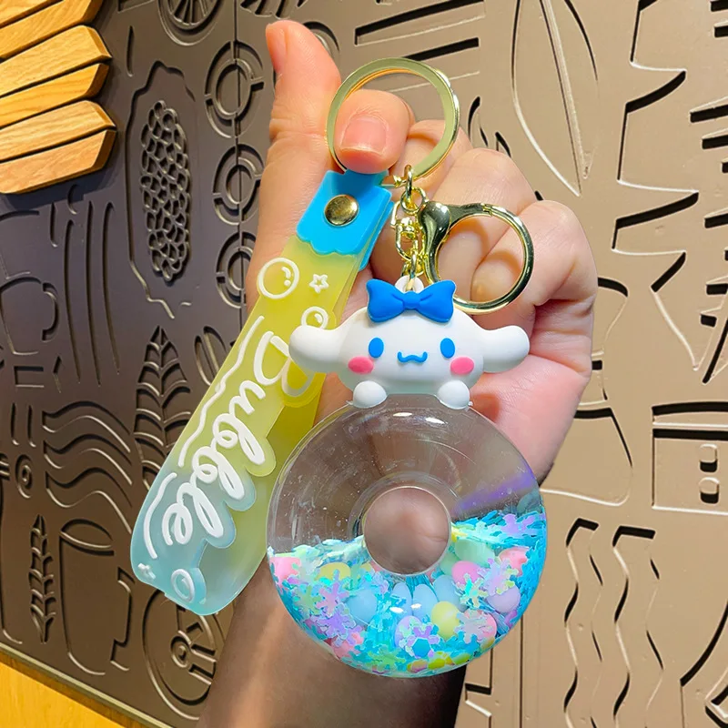 Новый милый Sanrio пончик Kuromi Cinnamoroll брелок Hello Kitty акриловый зыбучий песок бутылка