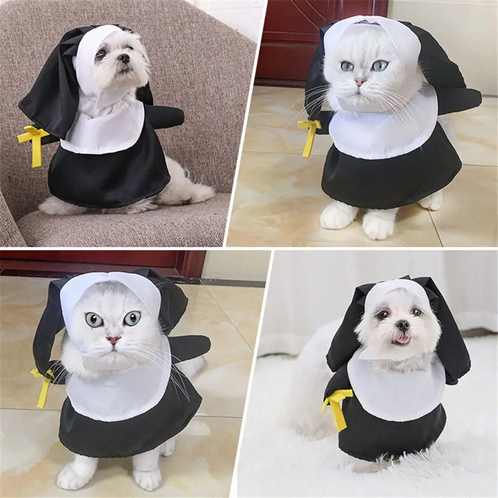 Costume Cat/Dog Transform Pet Supplies Funny Halloween Pet Nun Dress Dress Up Clothes