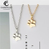 footprints cat paw pendant necklaces for women simple gold silver color statement chains choker fashion trendy jewelry gifts
