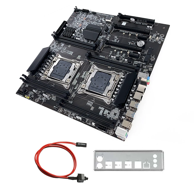 

X99 Dual-Socket Mining Motherboard With Switch Cable+Bezel LGA2011-3 Dual CPU DDR4 Memory Slot 8XSATA2.0 M.2 Motherboard