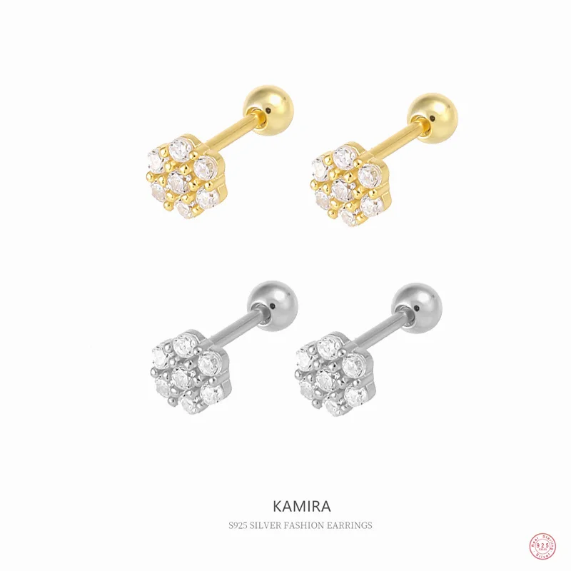 

Серьги-гвоздики женские из серебра 925 пробы с фианитами