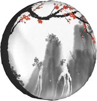 spare tire cover universal portable tires cover ink landscape painting car tire cover wheel protector weatherproof and d