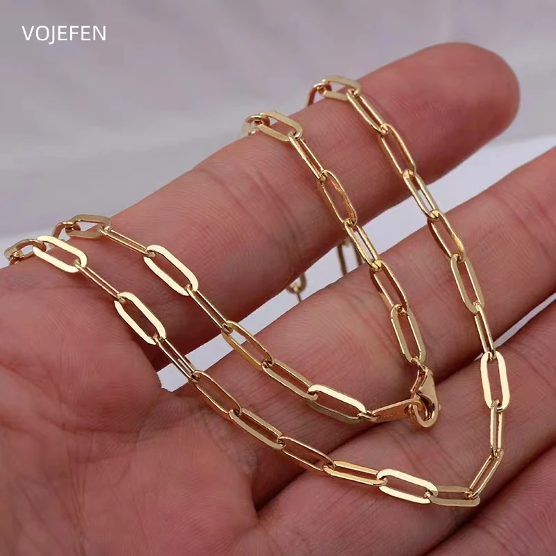 

VOJEFEN 18K Pure Gold Necklace Womens Original Neck O Chain Genuine Au750 Luxury Quality Jewelry 2023 Trending Long Necklaces