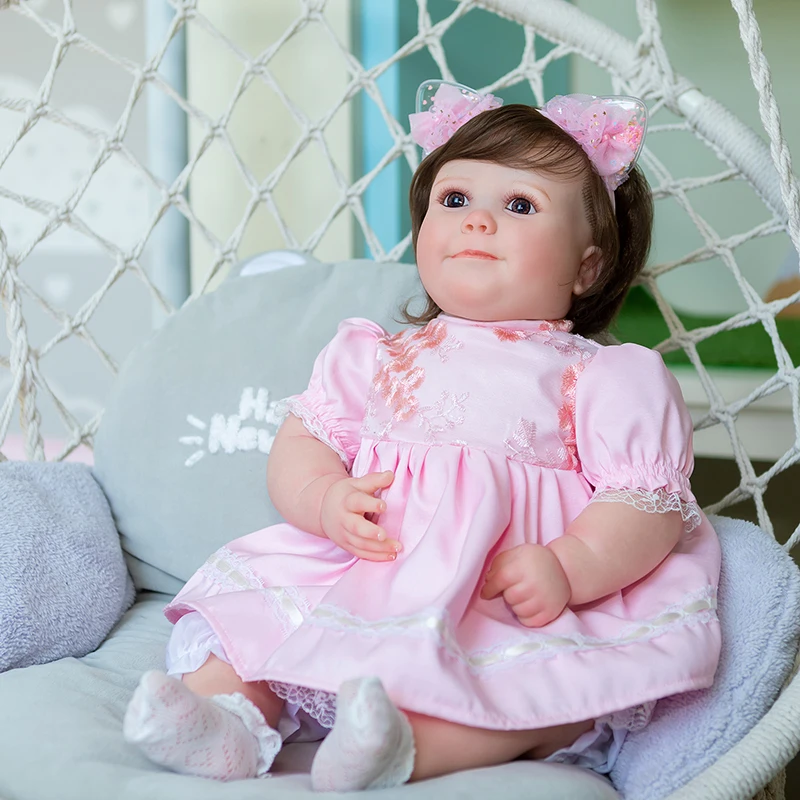 

60cm Toddler Girl Doll Baby June Brown Hair Kids Gifts for Birthday and Christmas