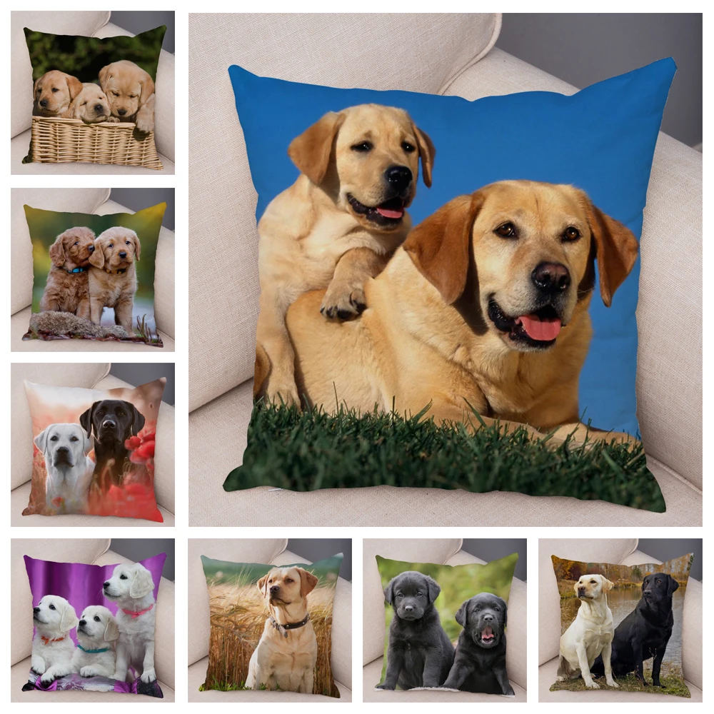 

Cute Pet Animal Pillowcase Labrador Retriever Print Cushion Cover Sofa Home Car Decoration