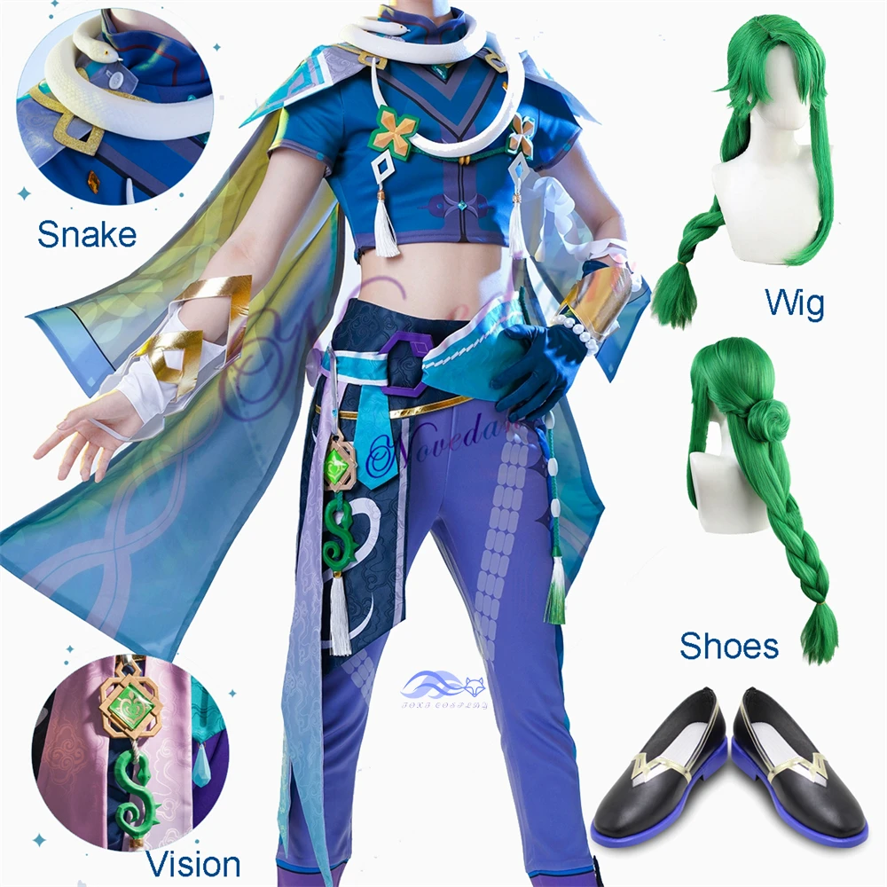 

Baizhu Cosplay Genshin Impact Costume Bai Zhu Genshin Cosplay Wig Snake Anime Carnival Costume For Adult Men Women Suit Outfit