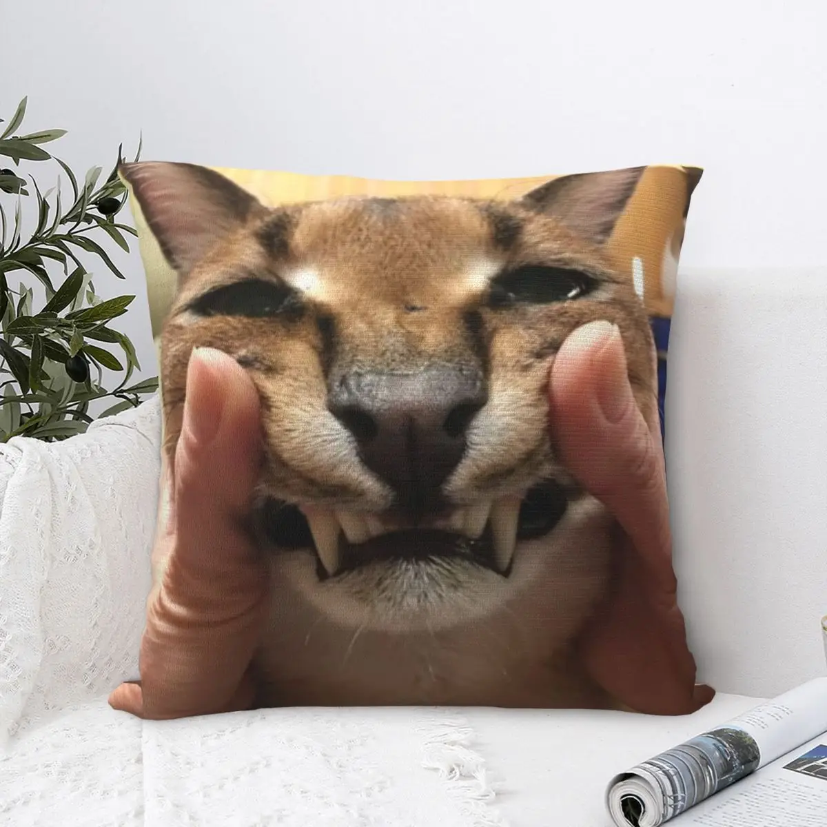 

Floppa Cute Pillowcase Creative Zipper Decorative Pillowcase Home Cushion Cover