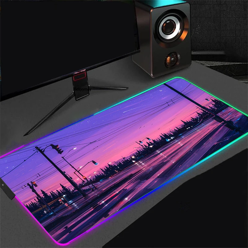 sailor moon landscape anime rgb gaming mouse pad led laptop keyboard mouse mat anti slip cs go lol mousepad xxl rubber 900400 free global shipping