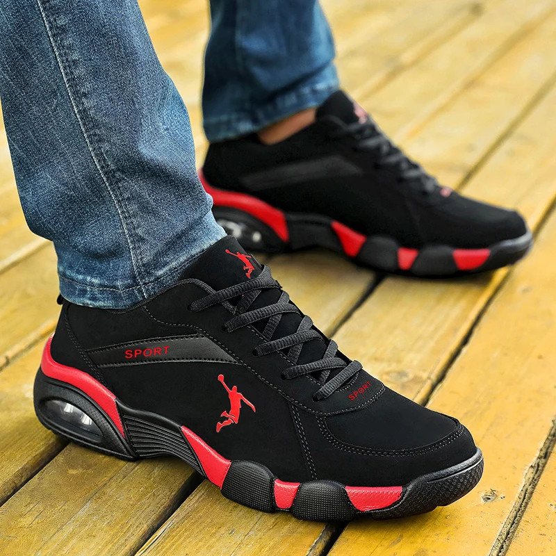 New Hot Men's Sports Shoes Air Cushion Basketball Shoes Men Breathable PU Leather Sports Shoes Light Running Shoes Men Sneakers