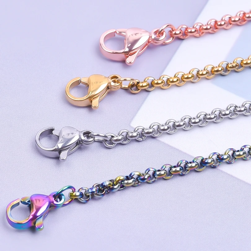 Цепочка Из Нержавеющей Стали радужного цвета для изготовления ожерелья