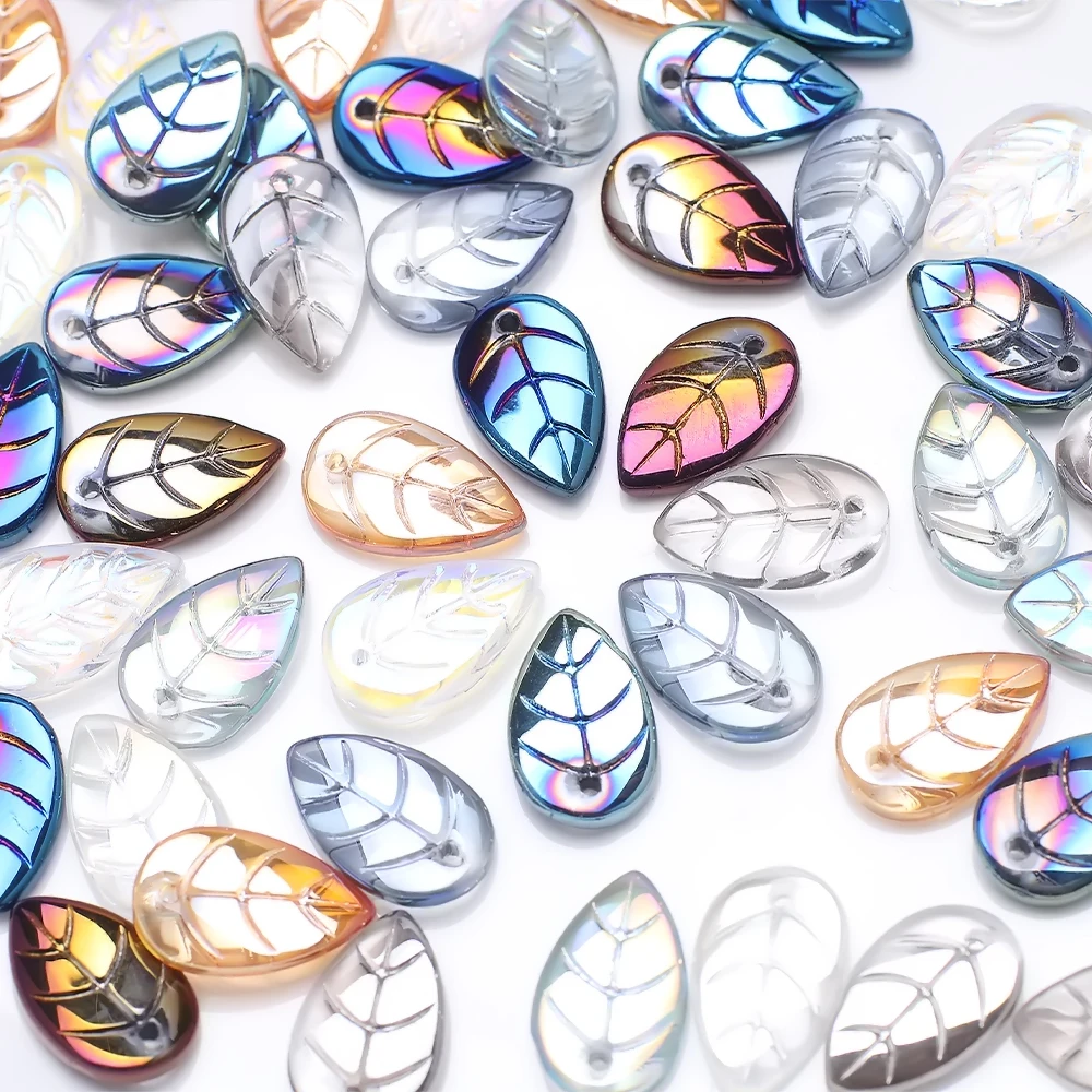 

50 шт. новые стеклянные бусины в виде лепестков листьев 10x18 мм, оставьте форму, фиолетовый цвет, сделай сам, подвеска, ювелирные изделия, аксессуары для головных уборов