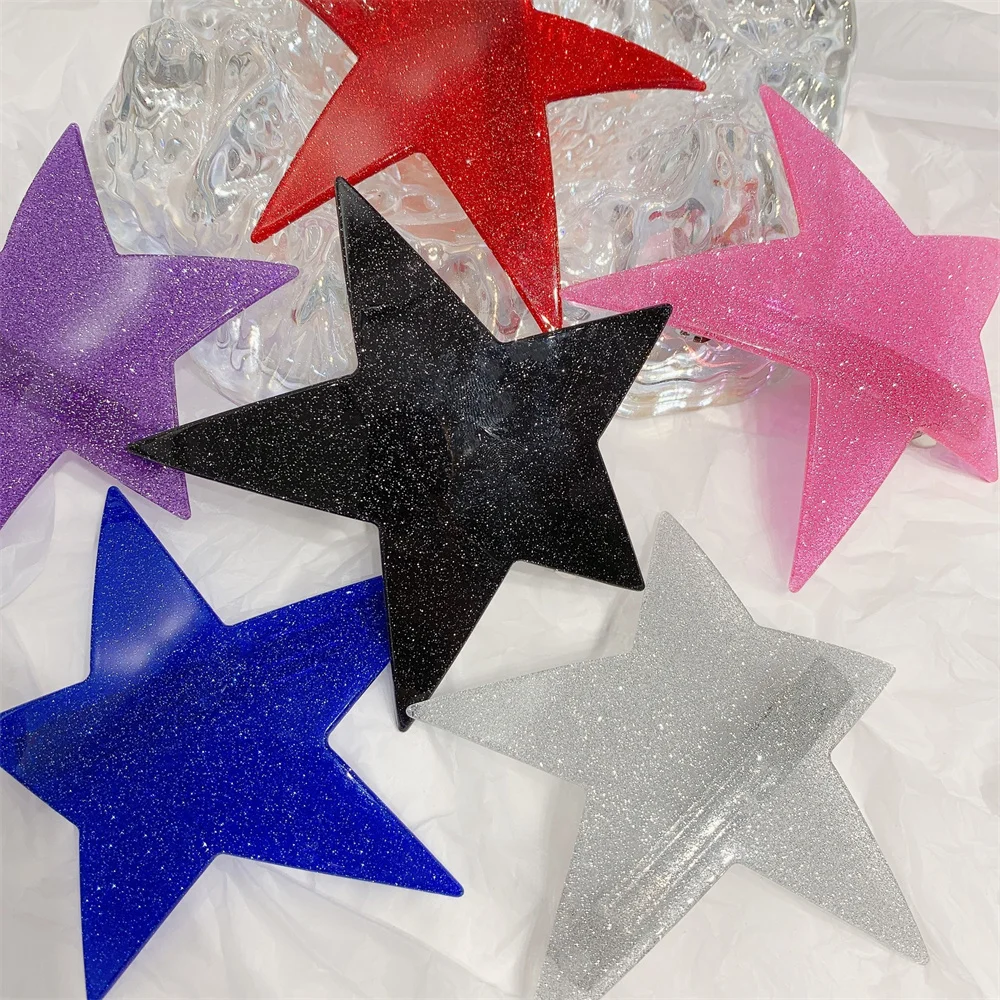 

Irregular Shiny Star Hairpin Spring Clip Sweet Cool Super Flash Harajuku Pentagram Hair Clips for Women Girls Hair Accessories