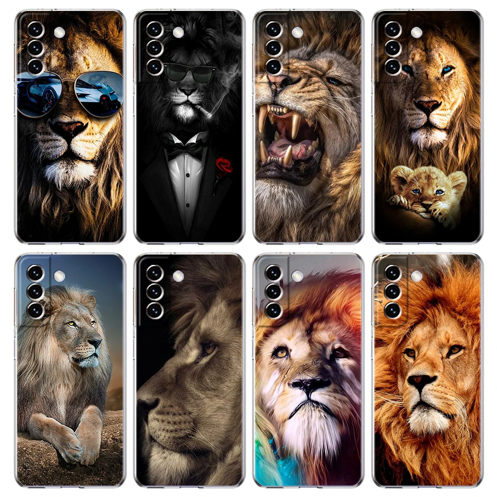 

Lion Animal Phone Case Cover for Samsung Galaxy S22 S21 S20 Ultra S21 S20 FE S22 S21 S20 S10 S9 Transparent Soft Shell Funda Bag