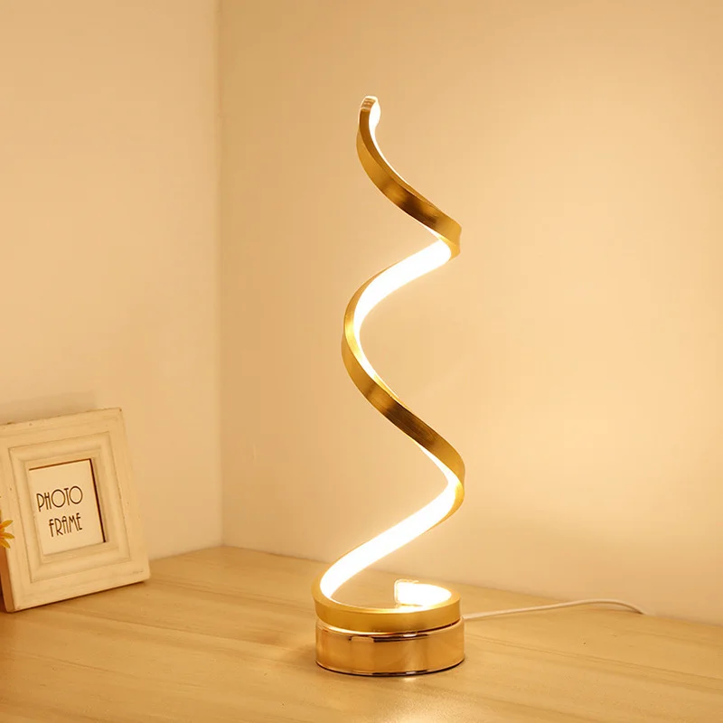 

LED Spiral Table Lamp Modern Curved Desk Lamp Bedside Lamp Dimmable Warm White Night Light For Living Room And Bedroom Decor