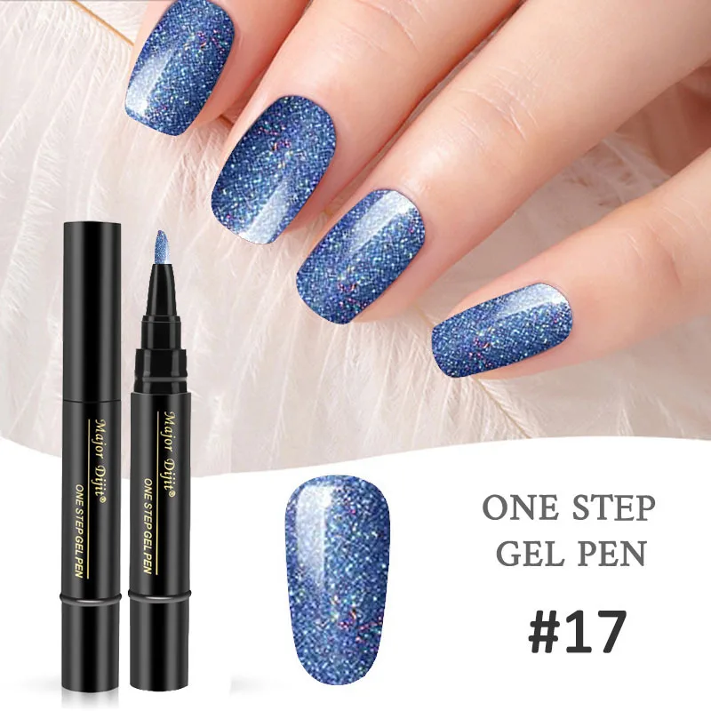 One Step Gel Nail Pen No Need Top Base Coat Uv Gel Lacquer Glitter Paint Polish