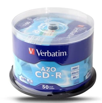 Verbatim AZO CD Disc Blank Blue CD Disk Azo CDR Music CD Discs 80min 700MB 52X 50Pcs/Lot