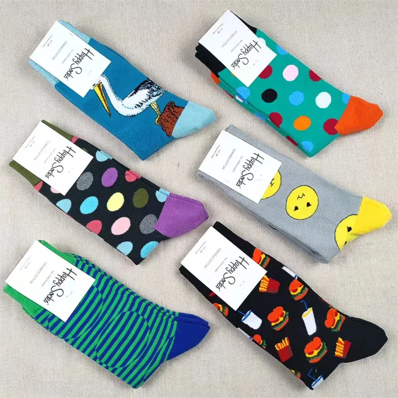 Мужские носки Four Seasons из чистого хлопка классические спортивные Happy средней длины