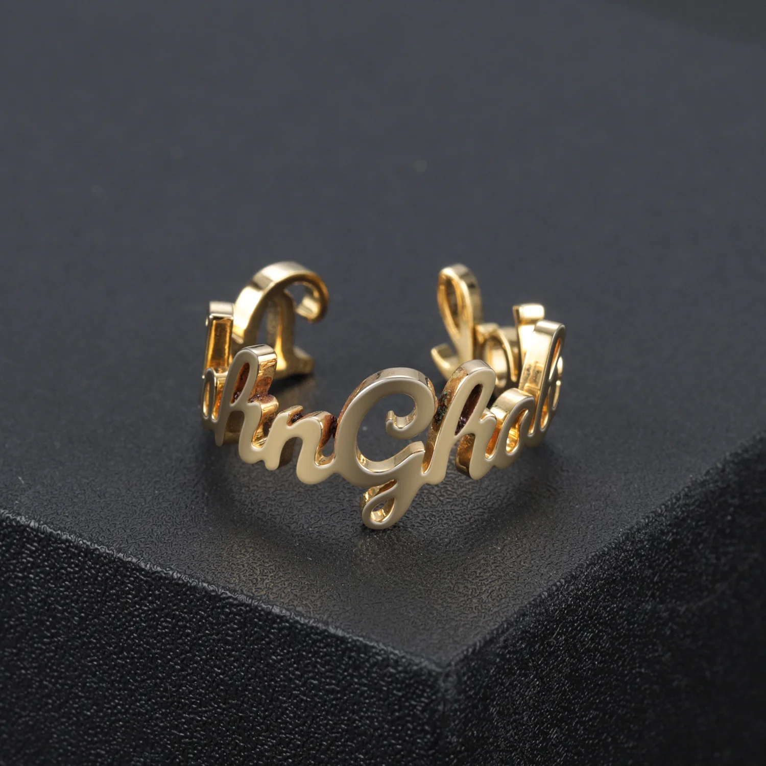 

Кольцо из нержавеющей стали с именем на заказ, регулируемое, 2022