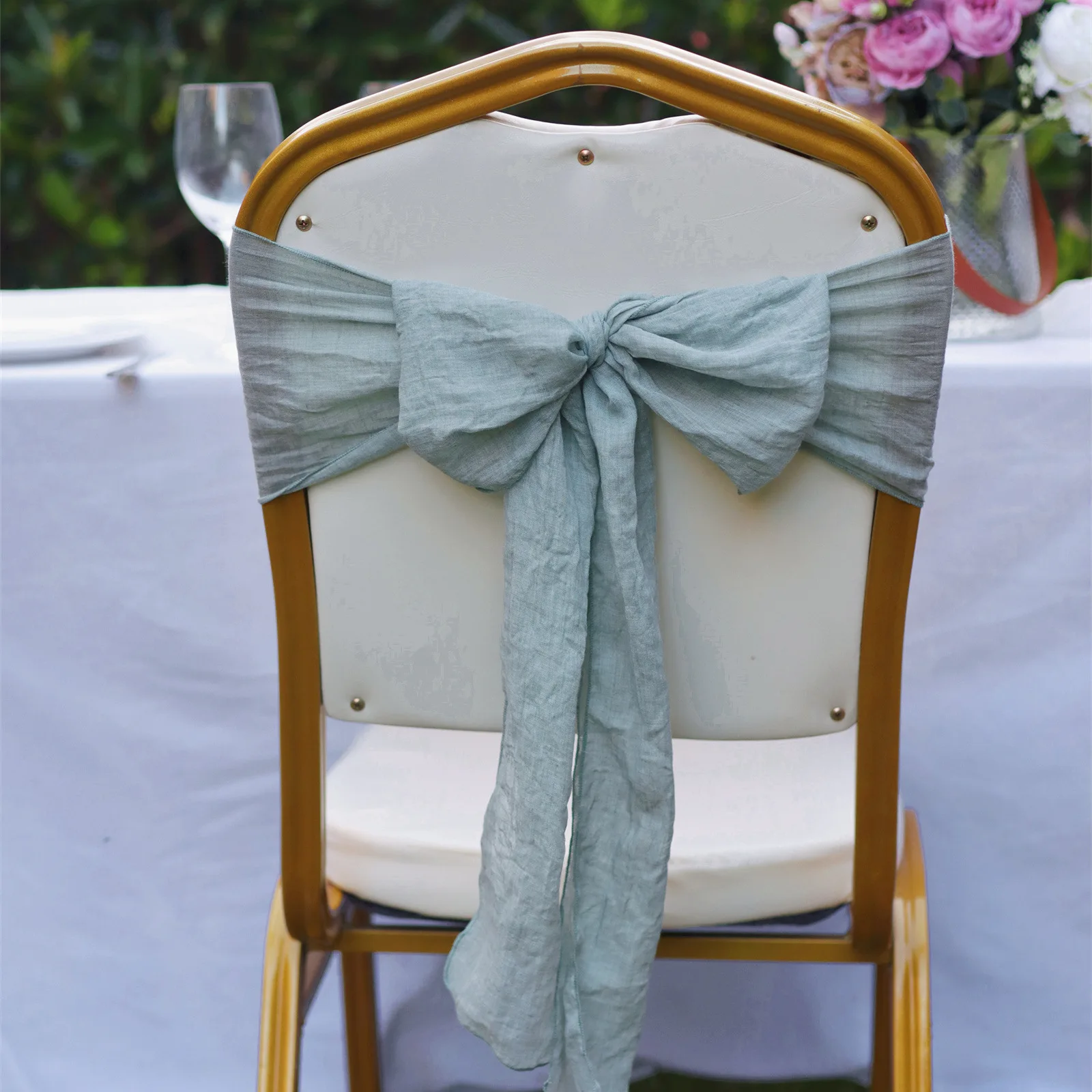

Wholesale 10pcs Chair Bows Sashes Tie Back Decorative Item Cover Ups for Wedding Reception Events Banquets Chairs Decoration