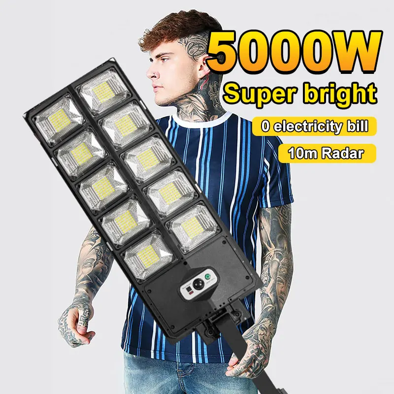 Новейшая солнечная светодиодная лампа мощностью 8000 Вт наружная с датчиком