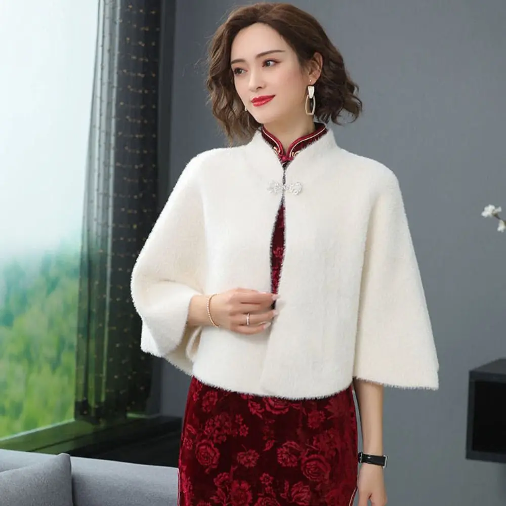 Осень-зима бархатная шаль из искусственной норки роскошный элегантный короткий