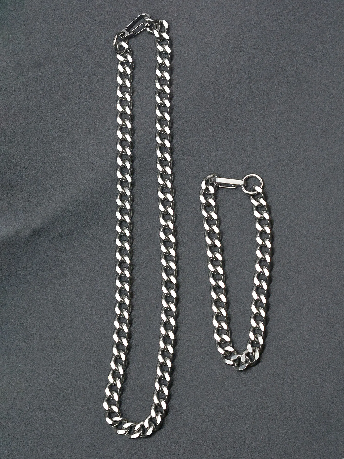 Ожерелье-чокер и браслет 23 см плоская Тяжелая Цепь из кубинской цепи Майами в