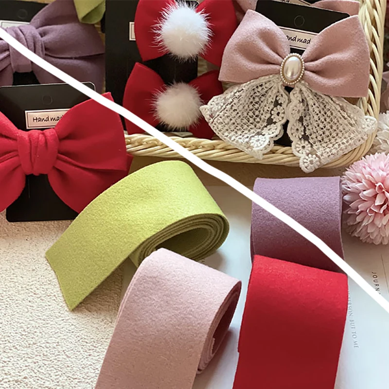 

60mm Woolen Fabrics Ribbon Bow Material Accessories Handmade Hair Earring Patchwork Collar Cloth Sewing Lace Trim And Appliques