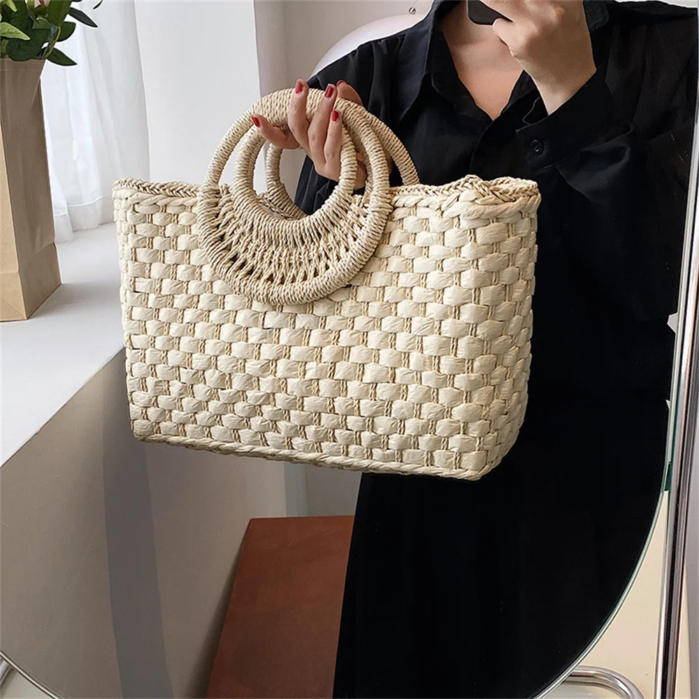 

New one-shoulder portable large-capacity basket bag women's bag leisure vacation beach woven bag straw woven bag women's bag